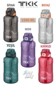 TKK 1500 ML Çift Kullanım Pipetli/Rahat içim Bpa İçermeyen Askılı Tritan Su Matarası FFTKK1021-1500 - 10