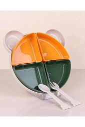 Tabldot Mama Tabağı Çıkarılabilir Kaseli -Tepsili 4 Bölmeli Çatal Kaşıklı Ayıcık Beslenme Kabı - 3