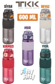 TKK 600 ML Çift Kullanım Pipetli/Rahat içim Bpa İçermeyen Taşıma Askılı Tritan Su Matarası FFTKK1019-600 - 6