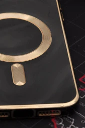 iPhone 12 Uyumlu MagSafe Özellikli Lens Korumalı Lazerli Renkli Kılıf Siyah thumbnail 4