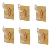 6lı Gold Kanca Askı Güçlü Yapışkanlı Mutfak Banyo Askısı - 2