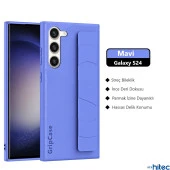 ScHitec Samsung Galaxy S24 Uyumlu Premium Case Parmak Askılı Telefon Kılıfı Mavi - 3