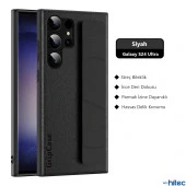 ScHitec Samsung Galaxy S24 Ultra Uyumlu Premium Case Parmak Askılı Telefon Kılıfı Siyah - 5