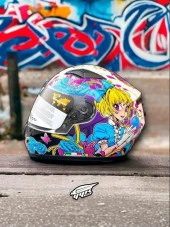 Sway 815K Full Face Şeffaf Vizör Kız Çocuk Motosiklet Kaskı XL Beden Gloss Girl - 1