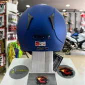 Sway 715 Şeffaf Vizörlü Yarım Motosiklet Scooter Kaskı M Beden Solid Metalic Blue - 3