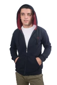 Erkek Armalı Fermuarlı Kapüşonlu Lacivert Sweatshirt 310 - 3