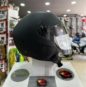 Sway 715 Şeffaf Vizörlü Yarım Motosiklet Scooter Kaskı XXL Beden Solid Mat Siyah thumbnail 2