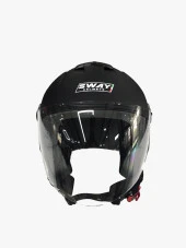 Sway 715 Şeffaf Vizörlü Yarım Motosiklet Scooter Kaskı XXL Beden Solid Mat Siyah thumbnail 6