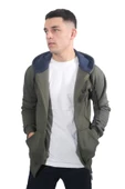 Erkek Armalı Fermuarlı Kapüşonlu Haki Sweatshirt 315 - 1