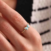 Mavi Kelebek Takı Seti 14K Altın - 4