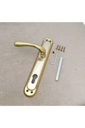 Kumru Titanyum Saten Aynalı Yale Çelik Kapı Kolu + Kapı Babası Sol Basar Tek Yön - 3