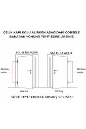Kumru Titanyum Saten Aynalı Yale Çelik Kapı Kolu + Kapı Babası Sol Basar Tek Yön - 4