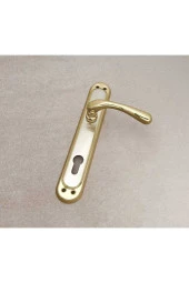 Kumru Titanyum Saten Aynalı Yale Çelik Kapı Kolu + Kapı Babası 1 Takım thumbnail 1