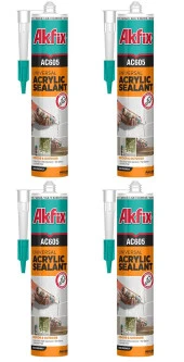 Akfix 4 Adet Genel Amaçlı Beyaz Akrilik Mastik 500 Ml AC605 - 1