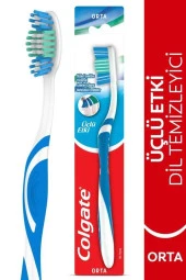 COLGATE Üçlü Etki Dil Temizleyicili Arka Dişlere Uzanan Orta Diş Fırçası - 1