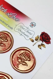 Mühürcüm Red Gold Rosebuds 12 Adet 3D Hazır Kendinden Yapışkanlı Sticker Mühür RM2105 - 6