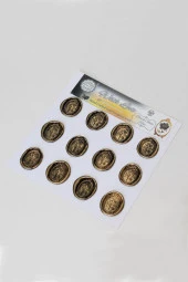 Mühürcüm Black Gold Rose 12 Adet 3D Hazır Kendinden Yapışkanlı Sticker Mühür RM2109 - 1