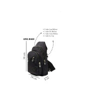 ANIL BAGS Siyah Su Geçirmez Krinkıl Çapraz Askılı Bel Omuz Çanta Göğüs Seyahat Günlük Bodybag - 4