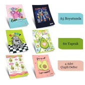 Çınar A5 60 Yaprak Karton Kapak Dikişli Defter Çizgili 4 Adet thumbnail 1