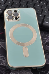 iPhone 12 Pro Uyumlu MagSafe Özellikli Lens Korumalı Renkli Kılıf Mint Yeşili thumbnail 1