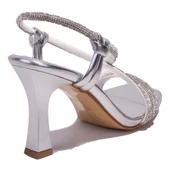 Dagoster DZA07-928580C Gümüş Taşlı Abiye Topuklu Kadın Ayakkabı - 4