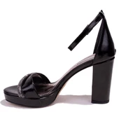 Dagoster DZA07-337152C Siyah Rugan Tek Bant Platform Topuklu Kadın Ayakkabı - 3