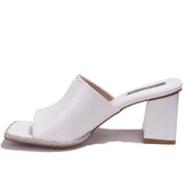 Dagoster DZA07-1136745C Beyaz Rugan Klasik Taşlı Topuklu Kadın Terlik - 3