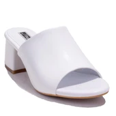 Dagoster DZA07-811304C Beyaz Klasik Topuklu Kadın Terlik - 1