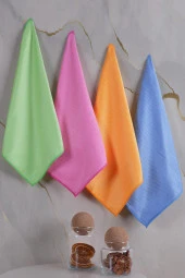 Clean | Microfiber 40x40 Cm 4'lü Baklava Desen Cam Temizlik Bezi - 1