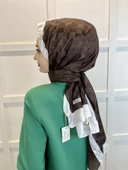 Hint İpek Dama Desenli Monogram Şal 00707  ACI KAHVE - 4