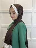 Hint İpek Dama Desenli Monogram Şal 00707  ACI KAHVE - 2