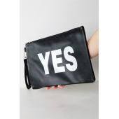 Kadın Vegan Deri Clutch Fermuarlı Siyah Baskılı Omuz Çantası - 1