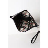 Kadın Vegan Deri Clutch Fermuarlı Siyah Baskılı Omuz Çantası - 2