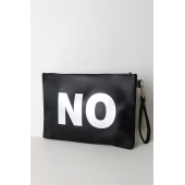 Kadın Vegan Deri Clutch Fermuarlı Siyah Baskılı Omuz Çantası - 3
