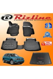 Rizline  Vw Tiguan 3d Paspas + 3d Bagaj Havuzu 2016-2020 Arası Siyah Set - 1