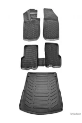 Rizline  Jeep Compass 2017 Sonrası 3d Paspas Siyah & Bagaj Havuzu Set thumbnail 1