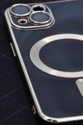 iPhone 14 Uyumlu MagSafe Özellikli Lens Korumalı Renkli Kılıf Siyah thumbnail 6