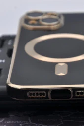 iPhone 14 Uyumlu MagSafe Özellikli Lens Korumalı Renkli Kılıf Siyah thumbnail 7