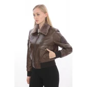 CAT3B (KOYU KAHVE) DERI BAYAN PILOT MONTU - 3