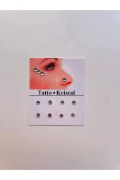 Yüz Taşı Kristal - Burun, Vücut Taşı, Tattoo Makyaj Taşı, Yapışkanlı, 12 Adet - 4