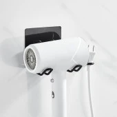 Siyah Güçlü Yapışkanlı Fön Makine Askısı Tutucu Banyo Askısı - 2