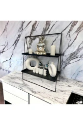 2 Katlı Üçgen Siyah Metal Banyo, Mutfak, Makyaj Organizatörü - Model 2 - 2