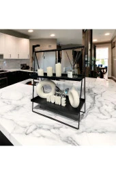 2 Katlı Üçgen Siyah Metal Banyo, Mutfak, Makyaj Organizatörü - Model 2 - 4