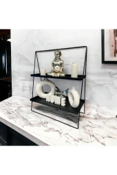 2 Katlı Üçgen Siyah Metal Banyo, Mutfak, Makyaj Organizatörü - Model 2 - 6