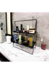 2 Katlı Üçgen Siyah Metal Banyo, Mutfak, Makyaj Organizatörü - Model 2 - 7