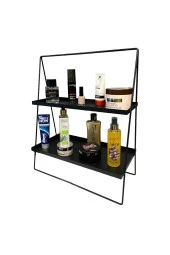 2 Katlı Üçgen Siyah Metal Banyo, Mutfak, Makyaj Organizatörü - Model 2 - 9