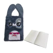 Maxx Fy-5 Woof Kulaklı Pelüş Defter 80 Ypr Çizgili - Gri - 1