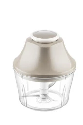 Flosoft Paslanmaz Çelik Bıçak Manuel Doğrayıcı Rondo, 3 Bıçaklı Üstten Basmalı El Robotu 700 ml Bej - 4