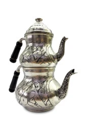 Geleneksel Işlemeli Eskitme Model Ekstra Kalın Bakır Çaydanlık thumbnail 1