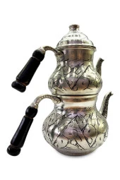 Geleneksel Işlemeli Eskitme Model Ekstra Kalın Bakır Çaydanlık thumbnail 3